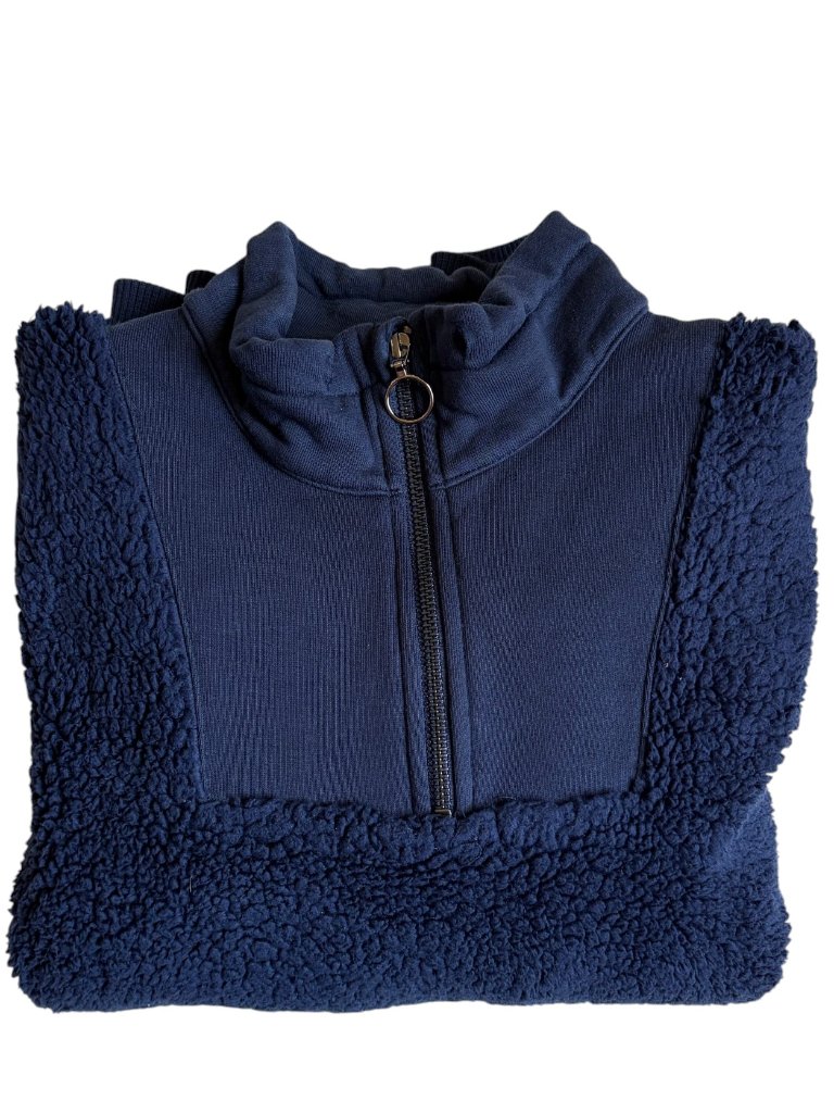 Sweaty Betty Sherpa Half Zip Sweatshirt Pullover (Navy Blue) - Size 8